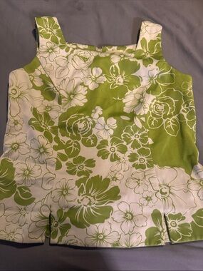 Women’s Floral Tank Top - Green & White